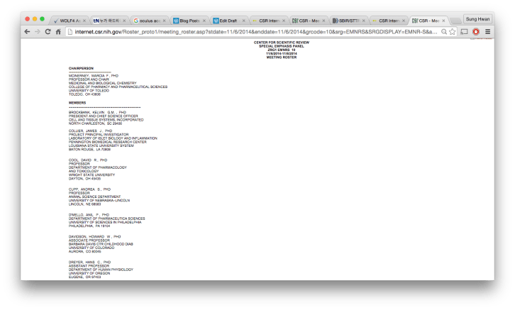 이미지 출처: http://internet.csr.nih.gov/Roster_proto1/meeting_roster.asp?stdate=11/6/2014&enddate=11/6/2014&grcode=10&srg=EMNRS&SRGDISPLAY=EMNR-S&agsqnum=274945